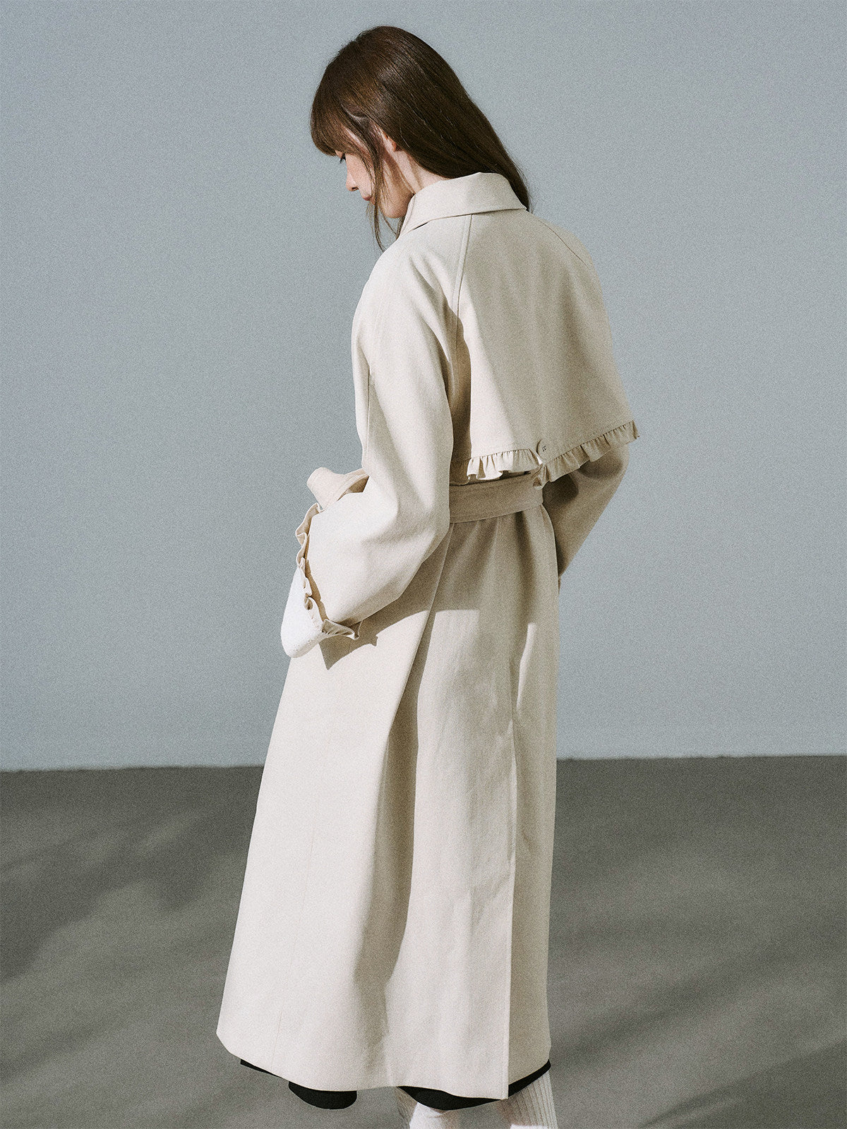 Lyocell Cotton Flower Bud Patchwork Ruffle Coat NA8795