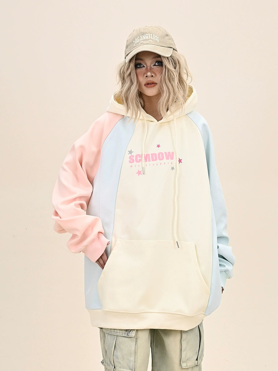 Contrast Color Oversize Pullover Hoodie NA6372