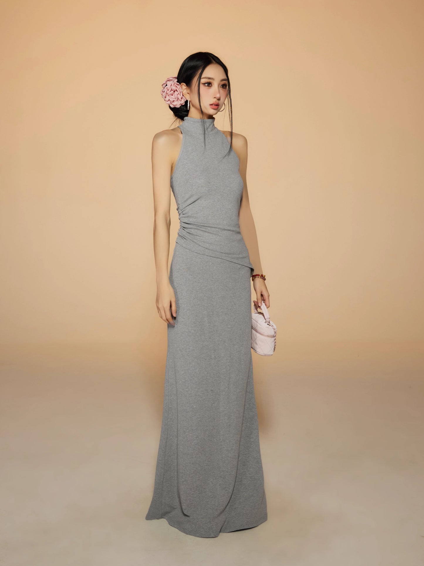 Stand Neck Sleeveless Top & Long Skirt Setup NA3787