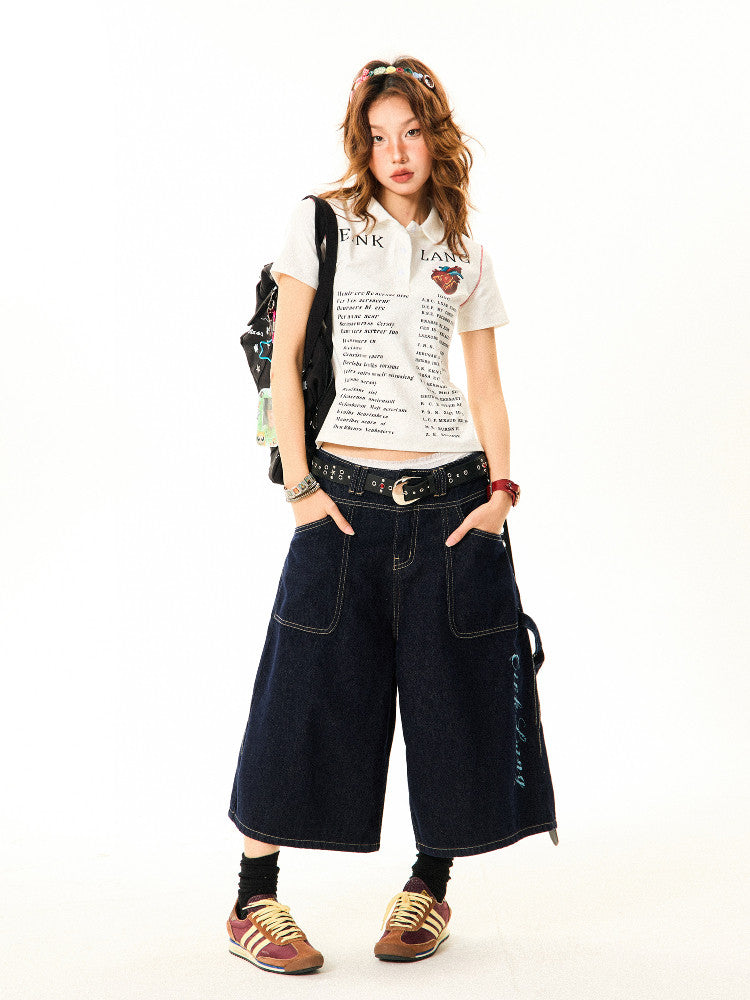 Wide-Leg Denim Shorts NA9392