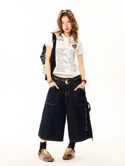 Wide-Leg Denim Shorts NA9392