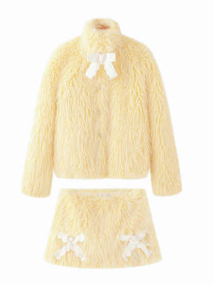 Fur Thickened Short Jacket & Short Skirt Setup NA5813