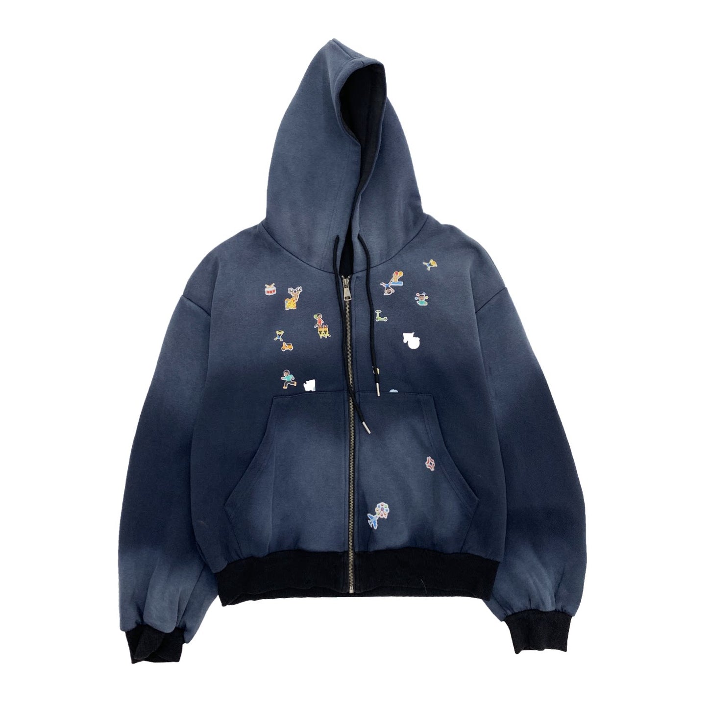 Gradient Embroidery Oversize Zipper Hoodie NA9160