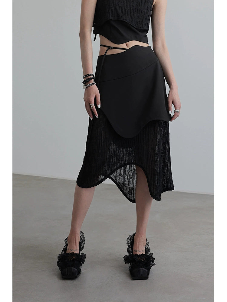 Fake Layered Sheer Lace Skirt NA4225