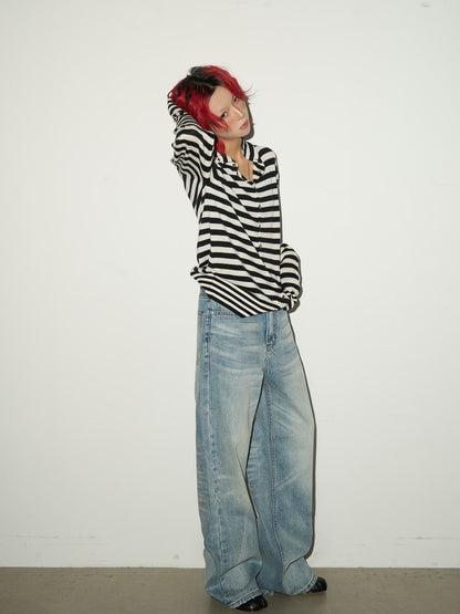 Washed Wide Leg Denim Jeans NA9189