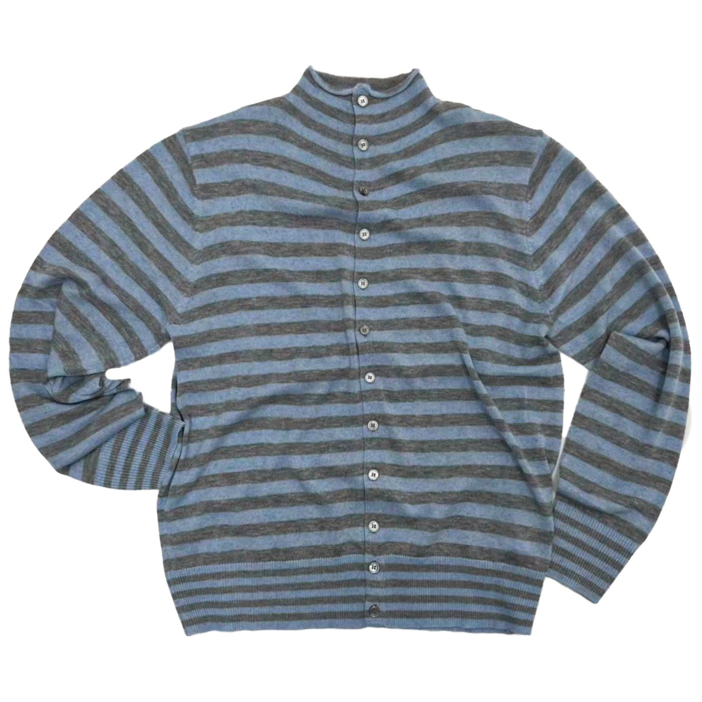 Contrast Stripe Wool Knit High-Neck Cardigan NA9071