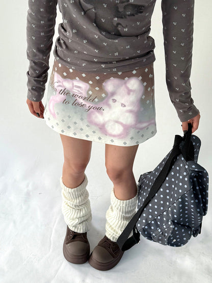 Graphic Print A-Line Short Skirt NA9265