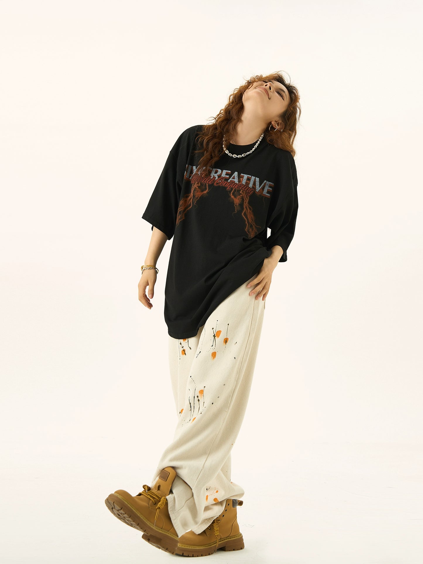 Graffiti Print Oversize Short Sleeve T-shirt NA3141