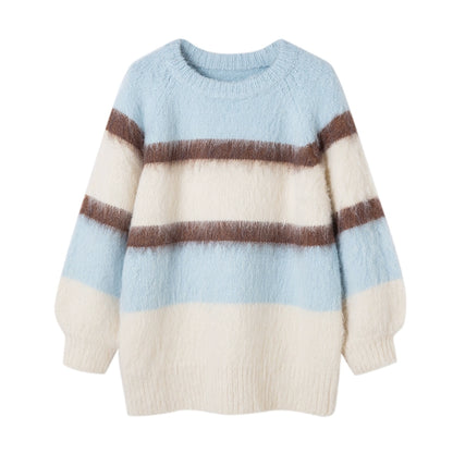 Round Neck Oversize Furry Knit Sweater NA5331