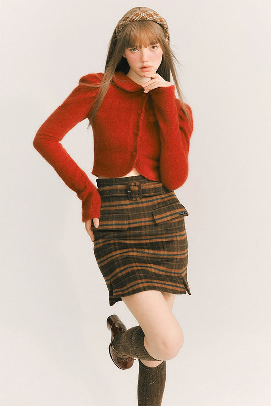 Plaid Wool Skirt NA5868