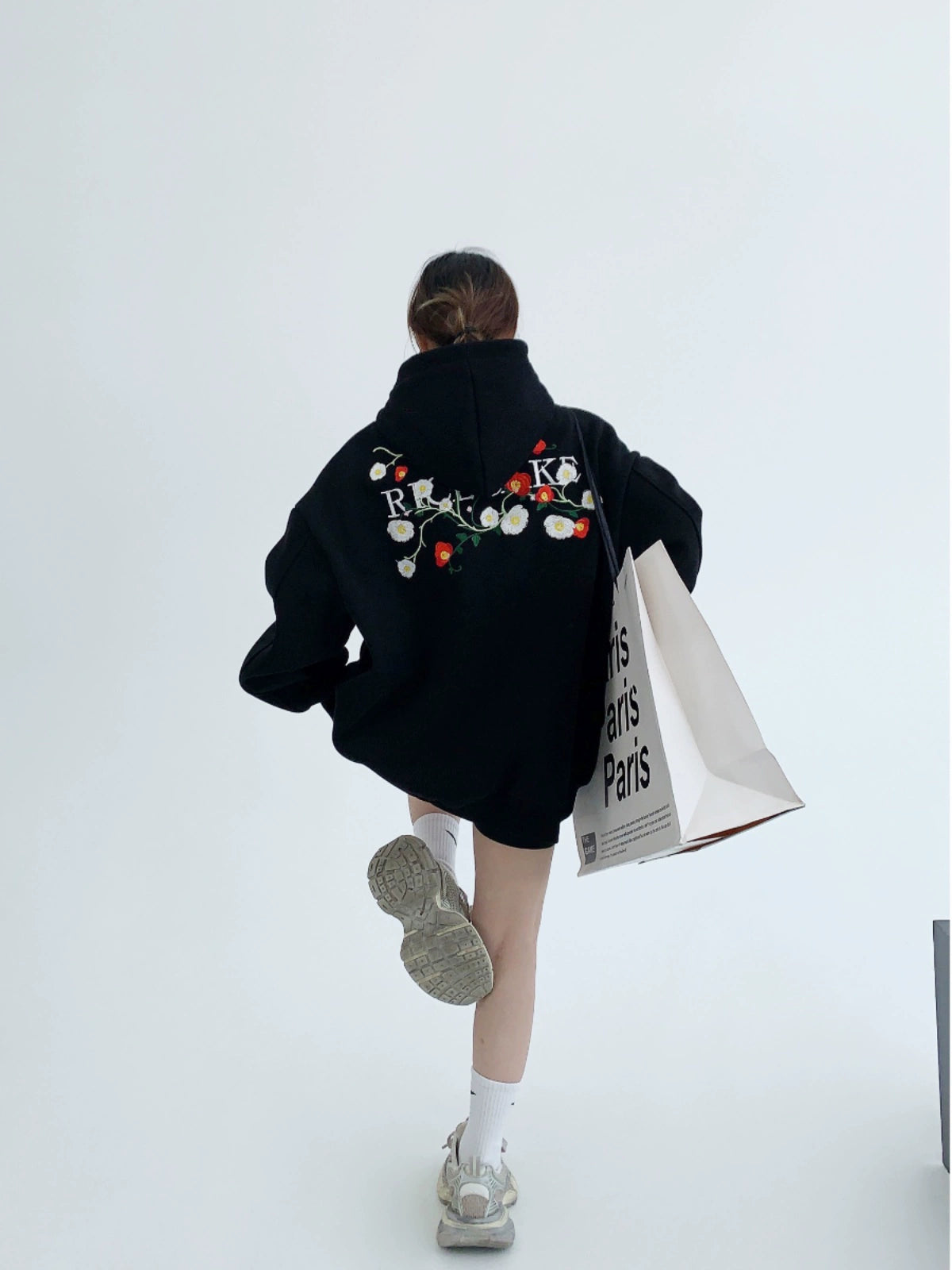 Flower Embroidery Oversized Hoodie NA2803