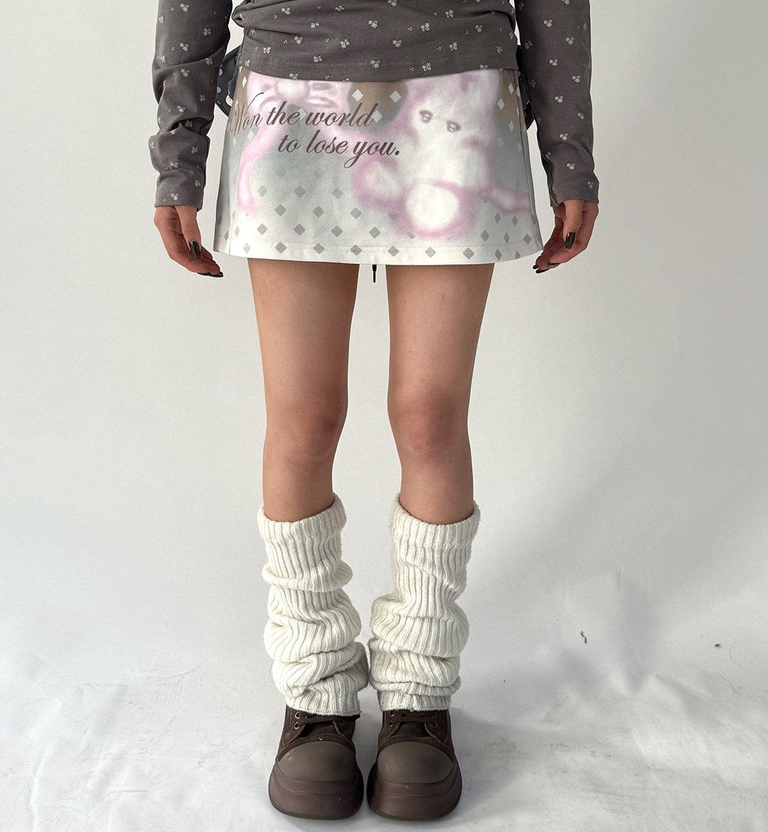 Graphic Print A-Line Short Skirt NA9265