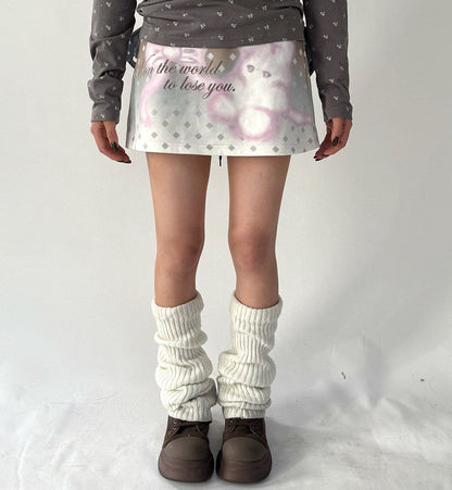 Graphic Print A-Line Short Skirt NA9265