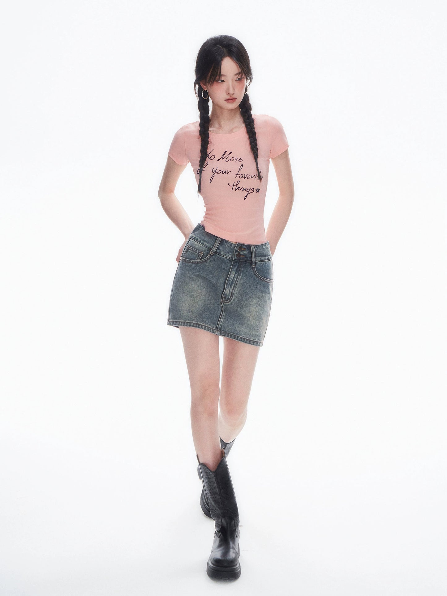 A-Line Denim Short Skirt NA4363