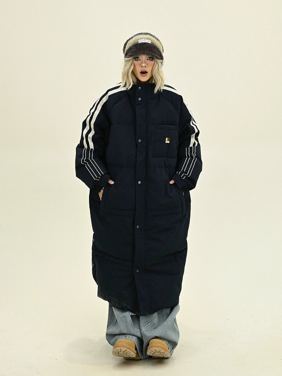 Striped Mid-Length Oversize Puffer Coat NA6249