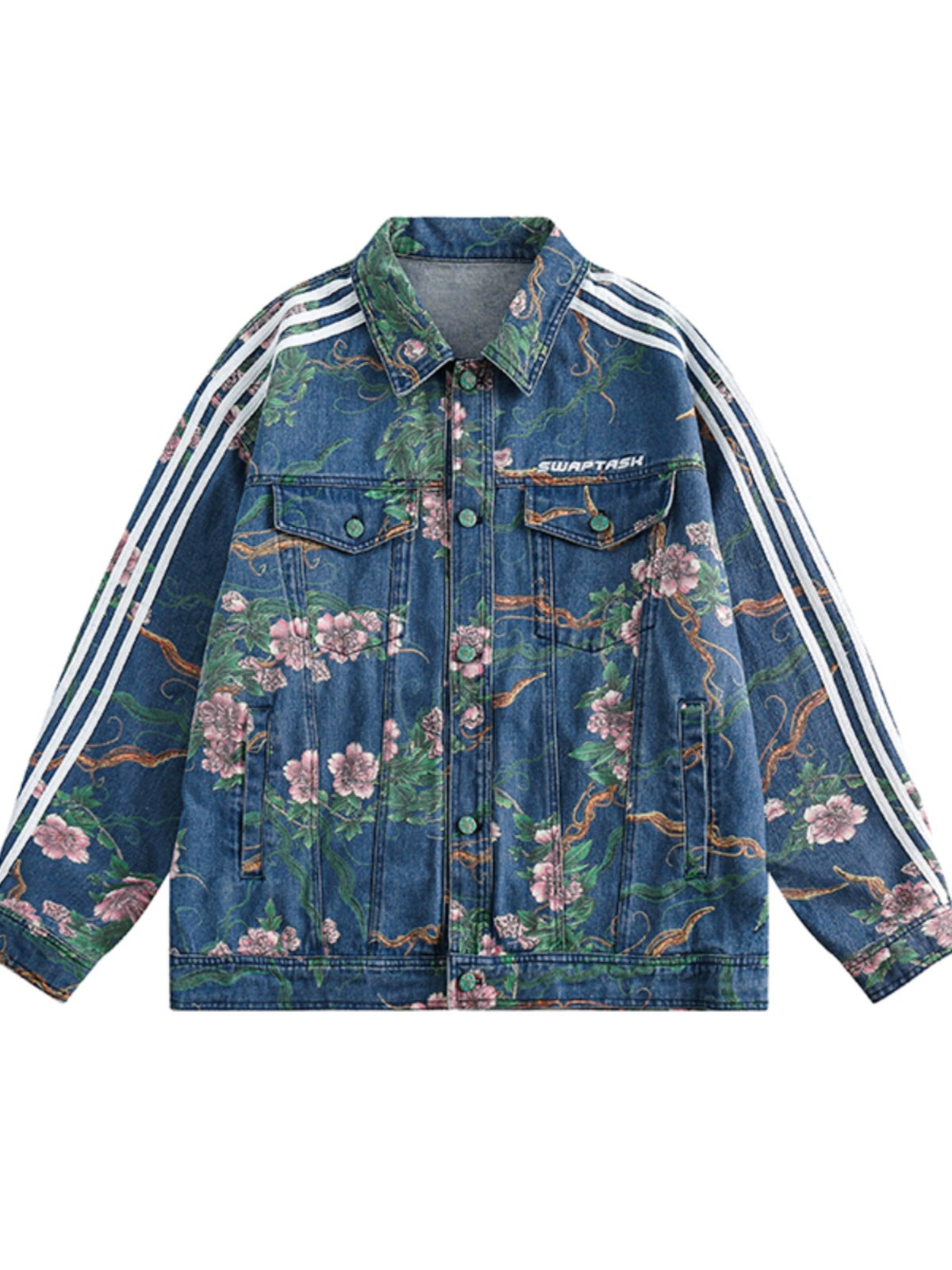 Flower Print Oversized Denim Jacket NA2790