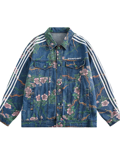 Flower Print Oversize Denim Jacket NA2790