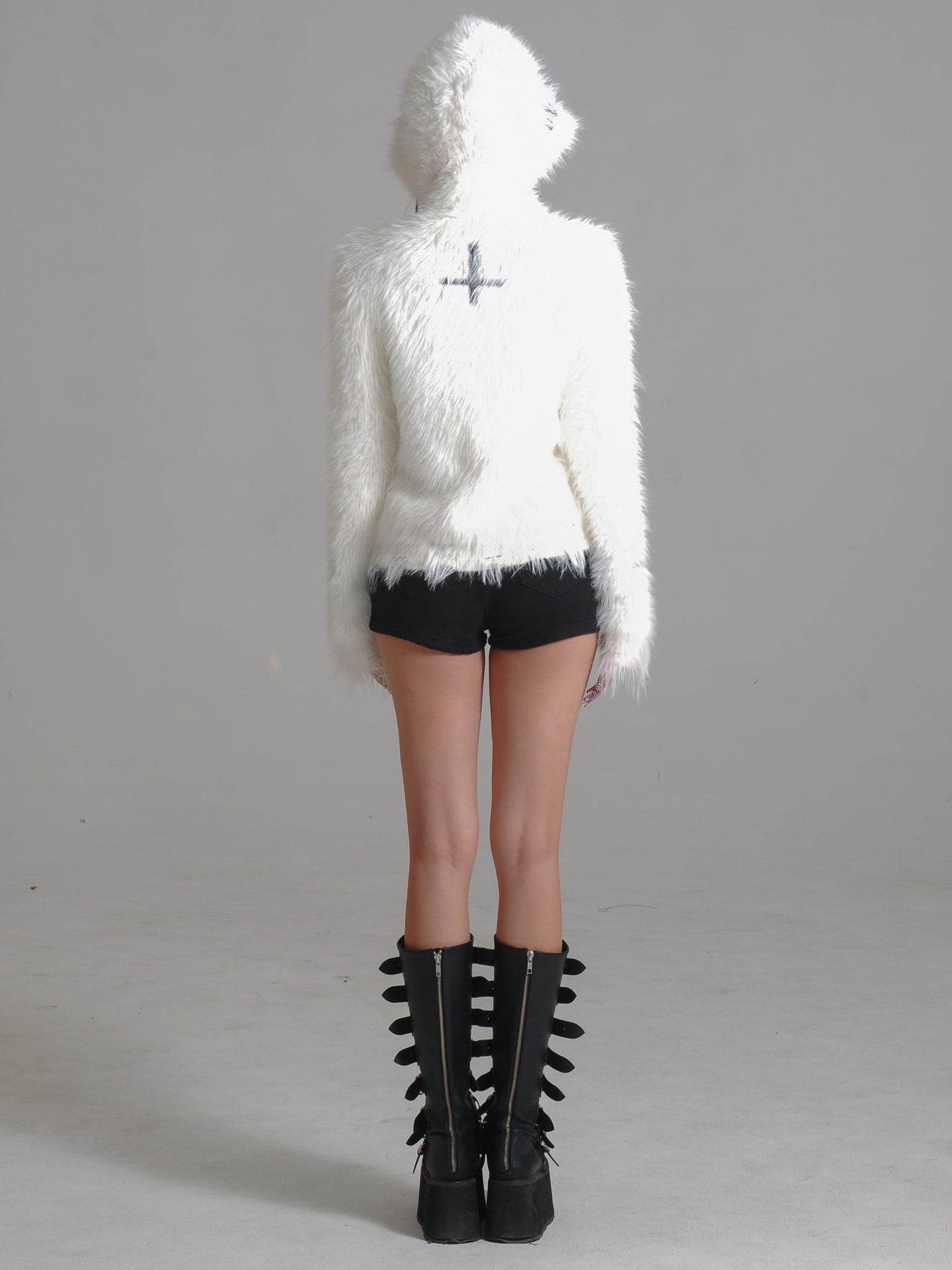 Thick Fake Mink Fur Hooded Short Jacket NA8371