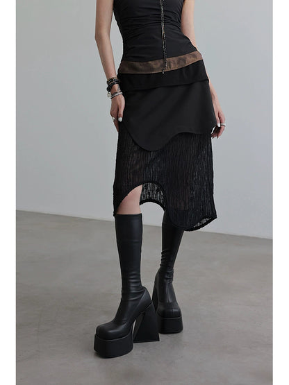 Fake Layered Sheer Lace Skirt NA4225