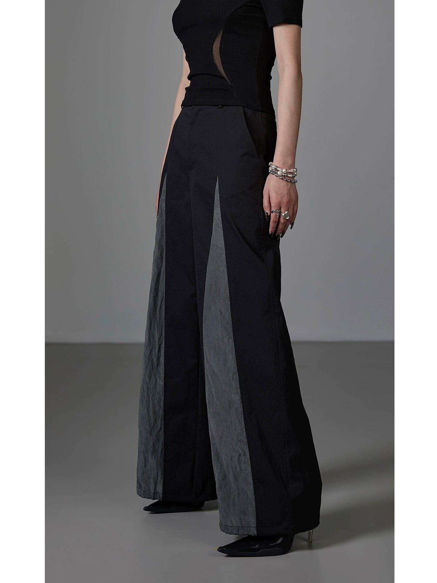 Patchwork Wide-Leg Trousers NA4297