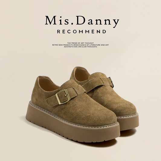 Metal Buckle Platform Thick Sole Slip-On Shoes NA8741