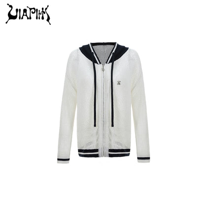 Zipper Mesh Knit Hoodie NA4993