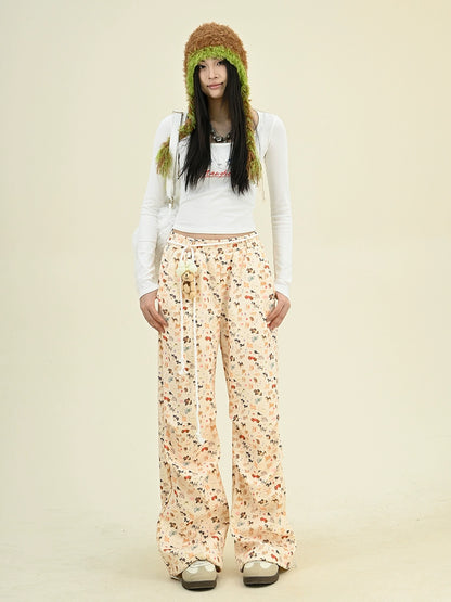 Allover Cartoon Print Wide Leg Pants NA6451