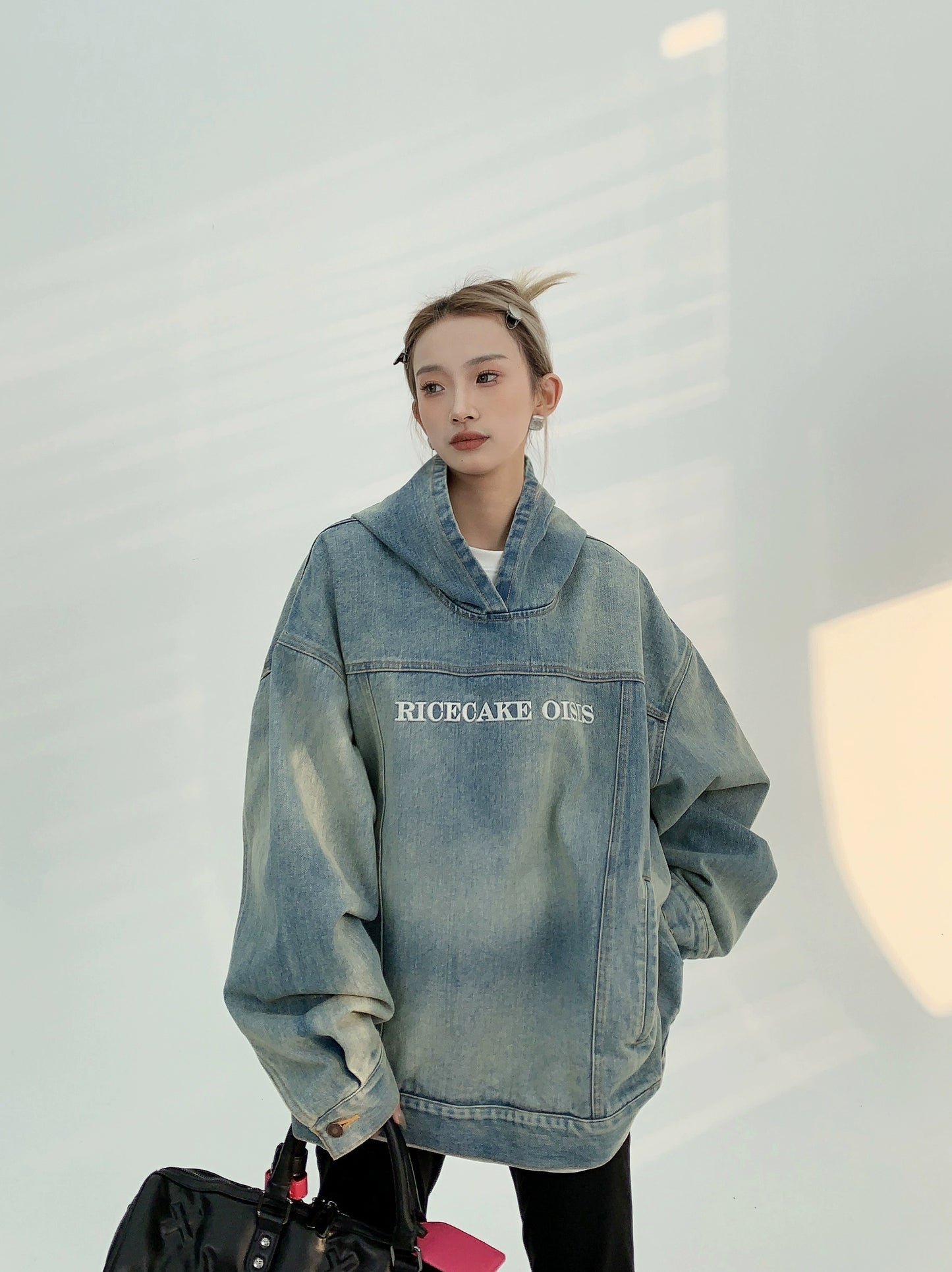 Oversize Pullover Denim Hoodie NA2829