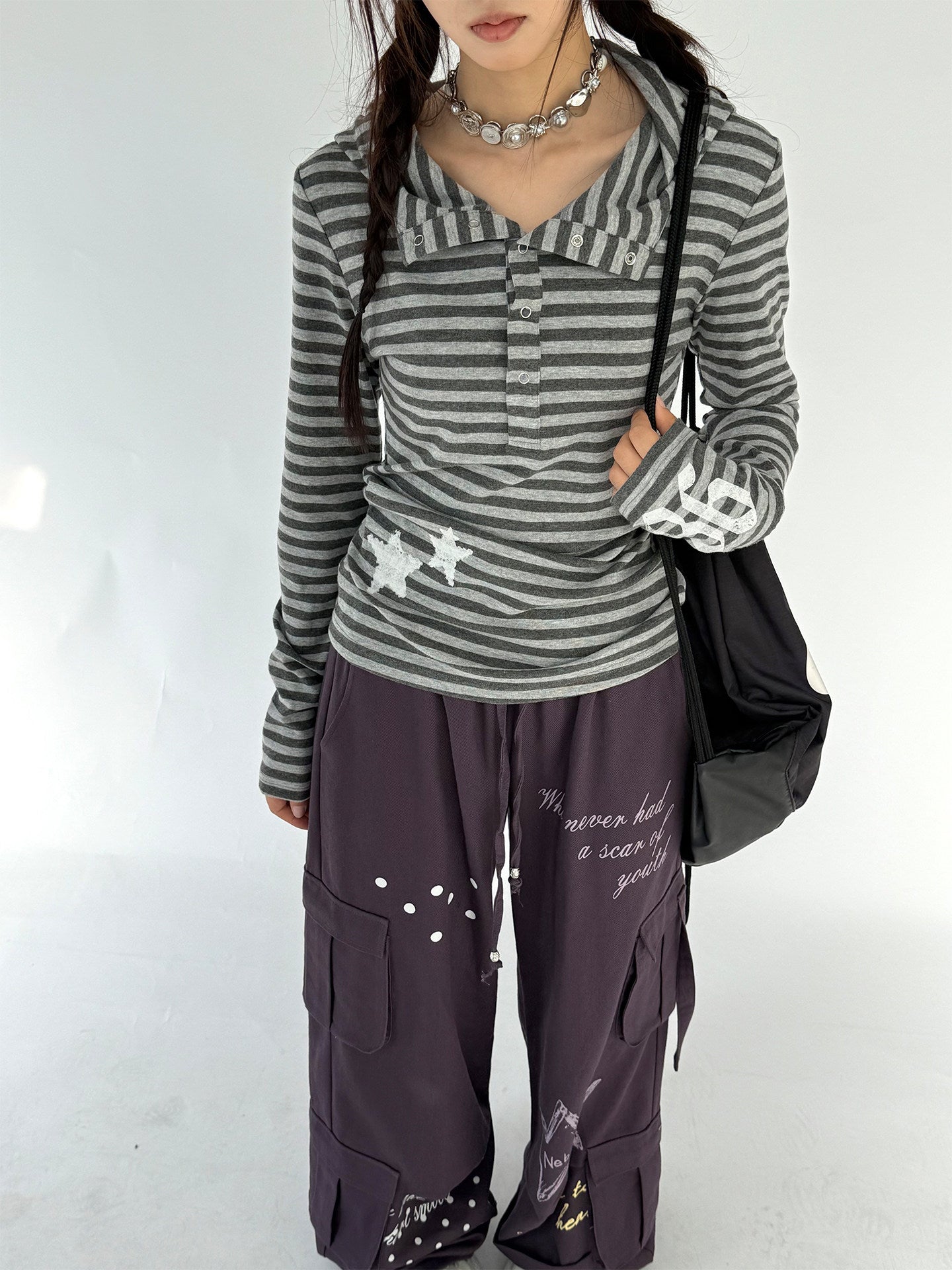 Multi-Pocket Polka Dot Straight Pants NA9250