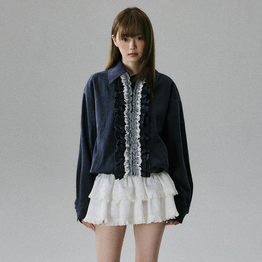 Ruffled Lace Detail Jacket NA8855