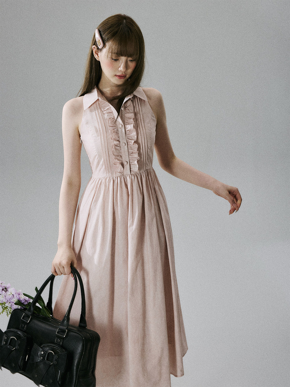 Halterneck Pocket Long Skirt Dress NA8803