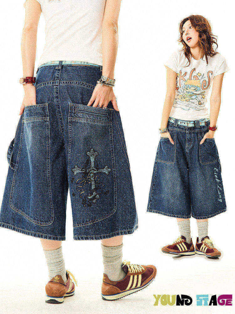 Wide-Leg Denim Shorts NA9392