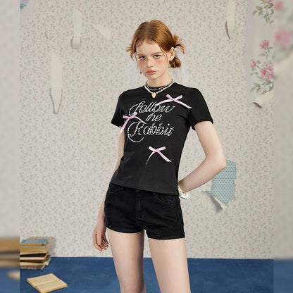 Ribbon Design Short Sleeve T-shirt NA3315