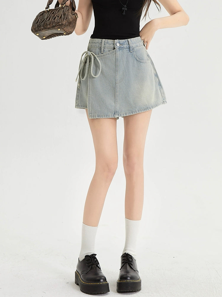 A-Line Short Denim Pants Skirt NA3553