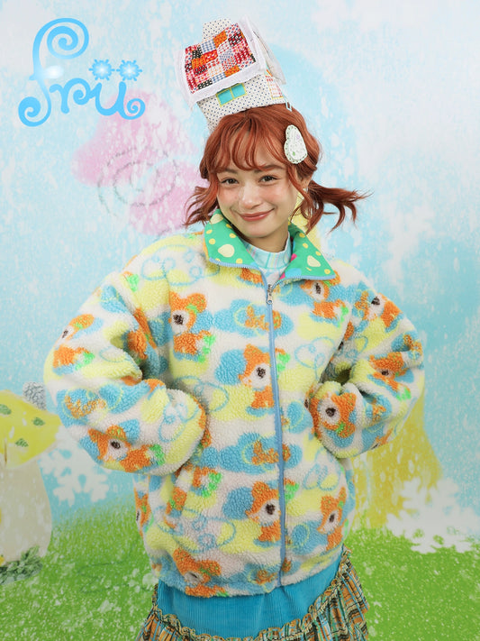 Cartoon Print Reversible Boa Colorful Jacket NA6578