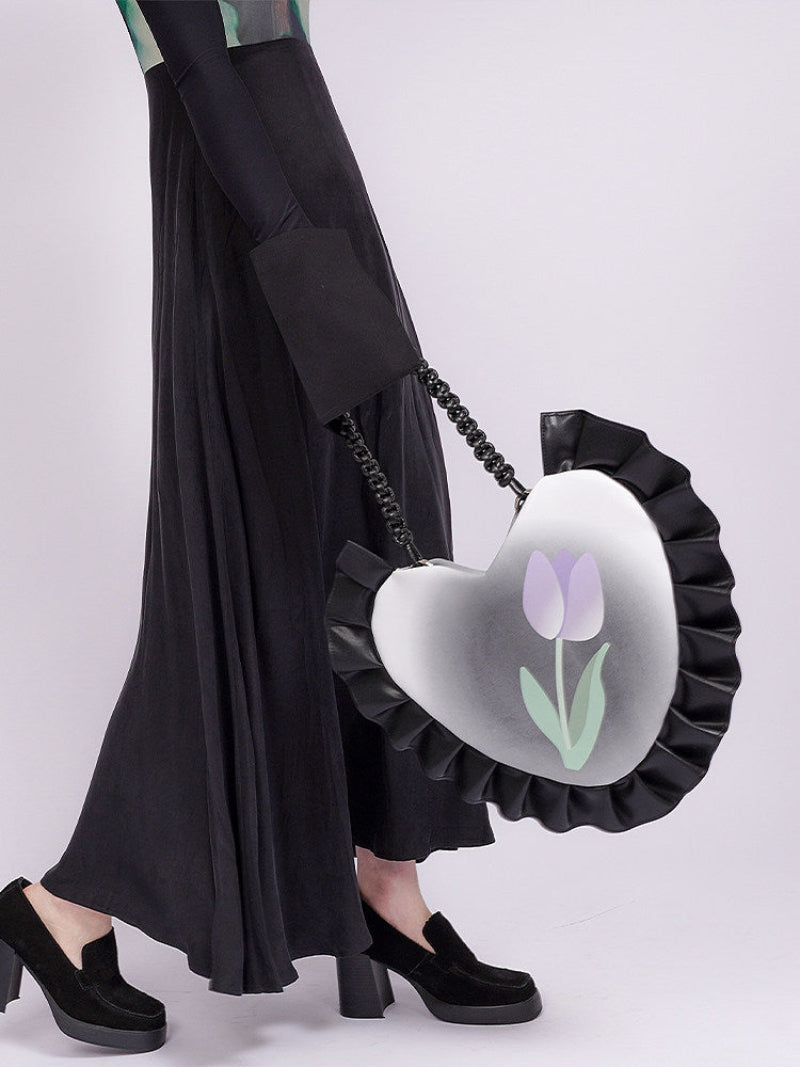 Tulip Heart Flower Design Crossbody Bag NA8407