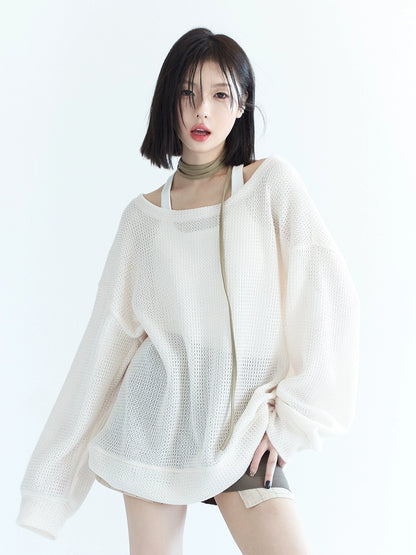 Oversized Mesh Knit Sweater NA2745