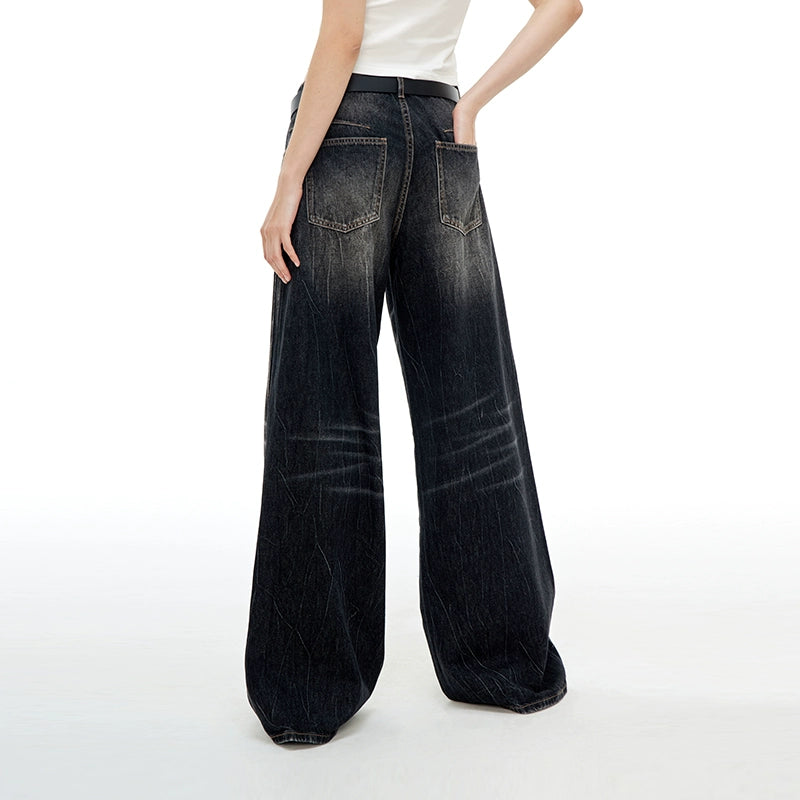 Washed Wide-Leg Buggy Denim Jeans NA4074