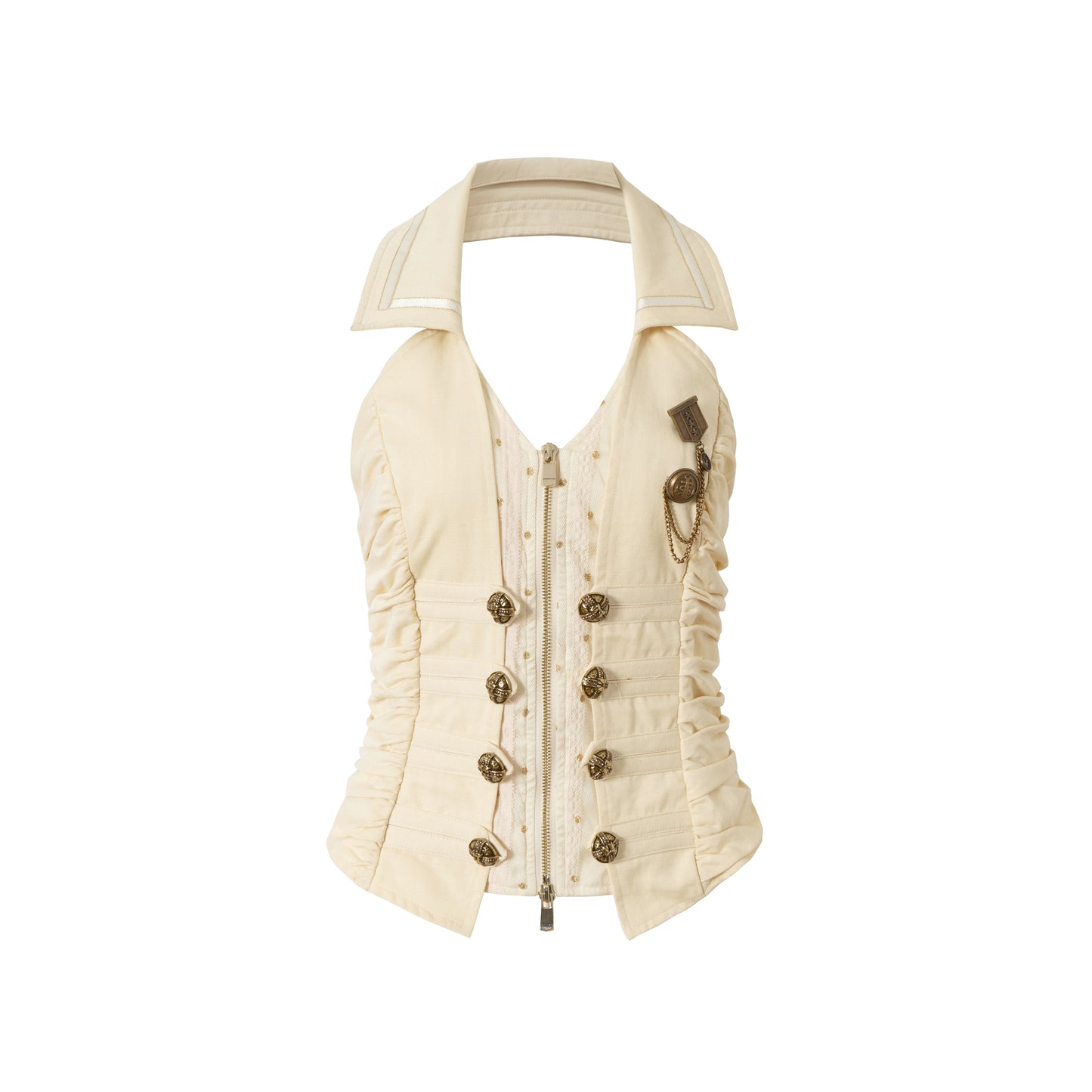 V-Neck Fake Layered Waist-Fit Tank Top NA8973