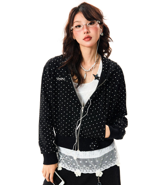 Polka Dot Zipper Hoodie NA9438