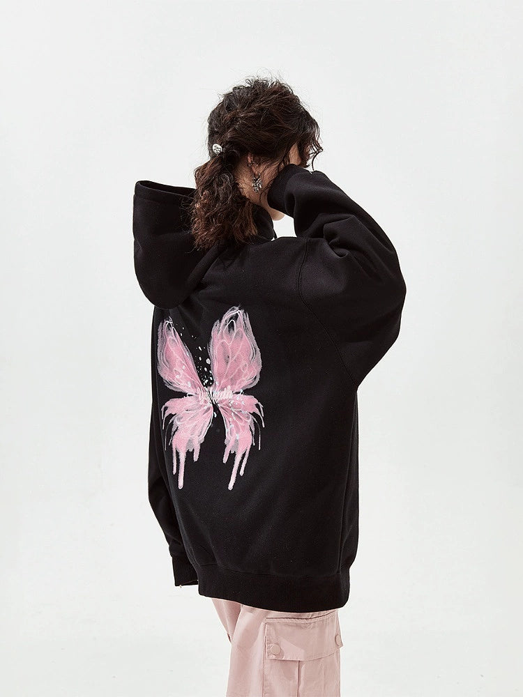 Butterfly Print Oversize Hoodie NA2667