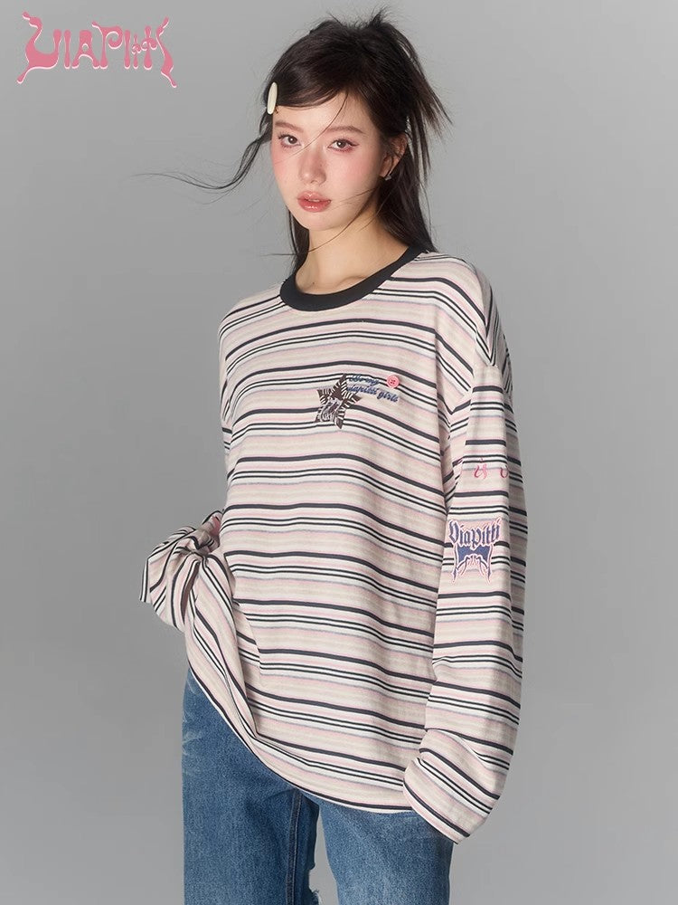 Oversize Striped Long Sleeve T-Shirt NA4647