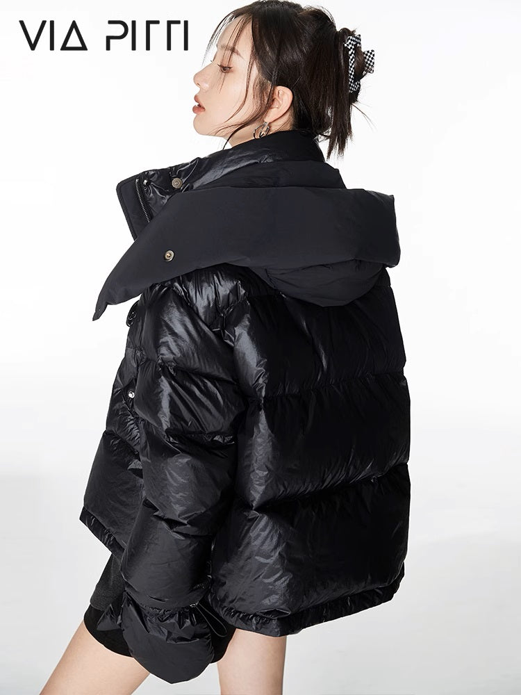 Puffer Hooded Jacket With Gloves NA4840