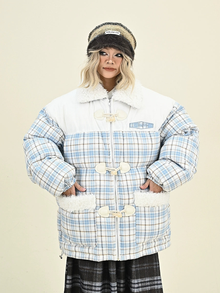 Plaid Patchwork Puffer Jacket NA6383