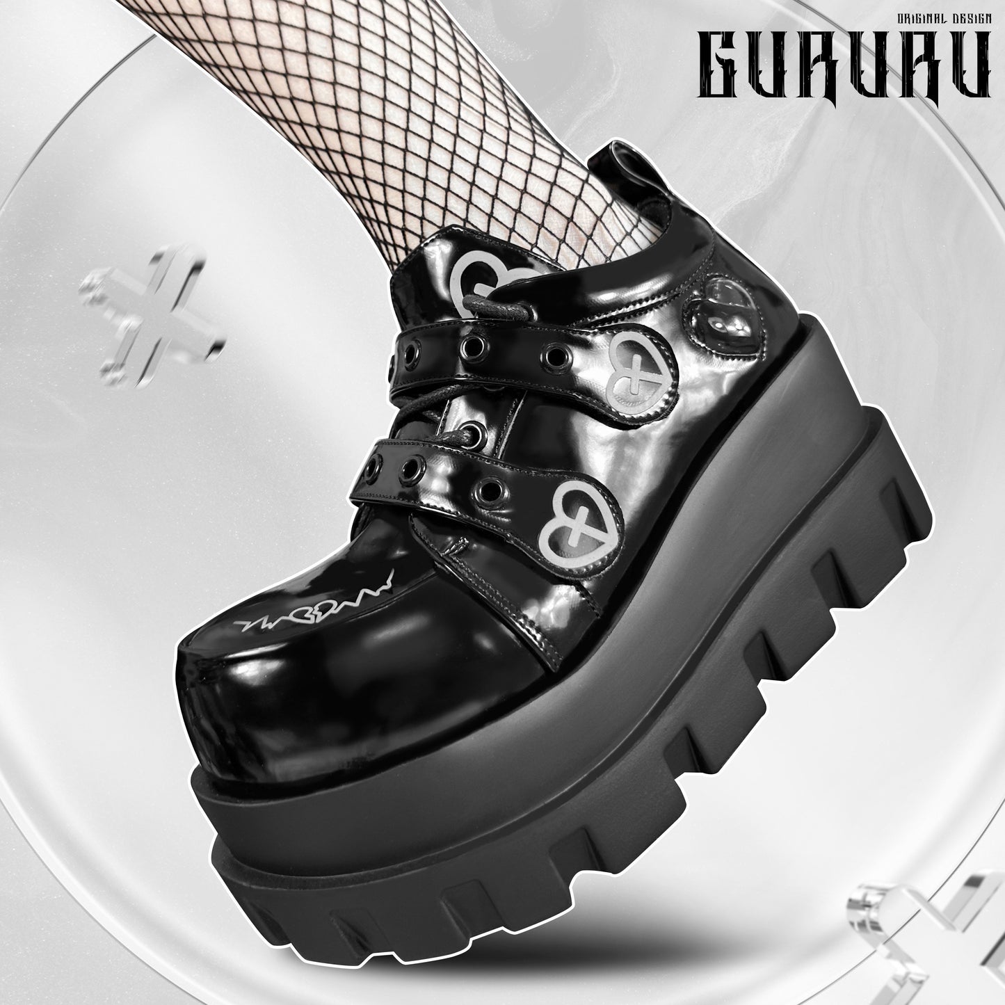 Heartbeat Cross Punk Platform Shoes NA8521