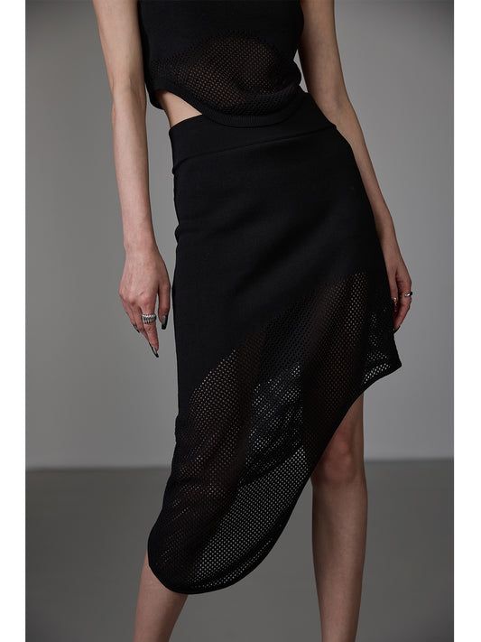 Knit Mesh Irregular Skirt NA4299-K