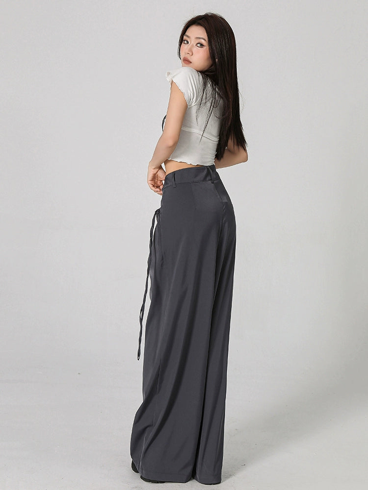 Tight Waist Wide-Leg Straight Trousers NA4516