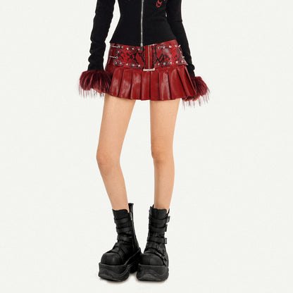 PU Leather Snake Print Short Skirt NA8579