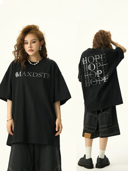 Letter Print Oversize Short Sleeve T-shirt NA3107