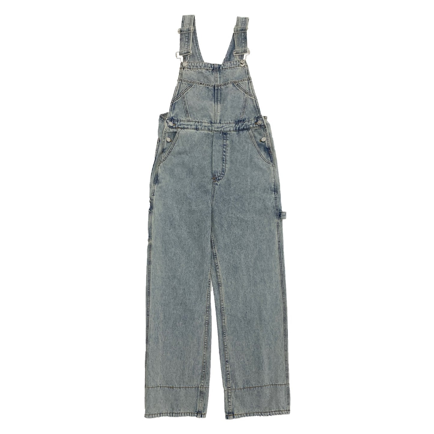 Washed Wide Leg Denim Overalls NA9079